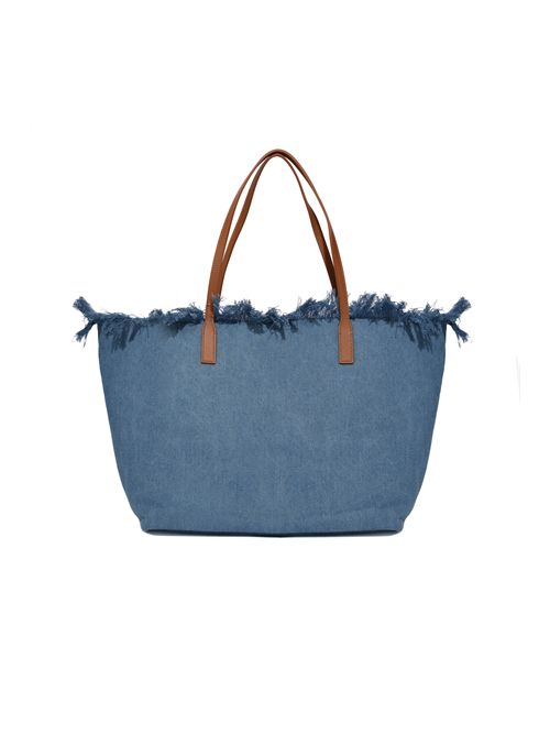 Borsa City regular in tessuto denim di cotone con frange Mc2 Saint Barth | CBF000100436L
